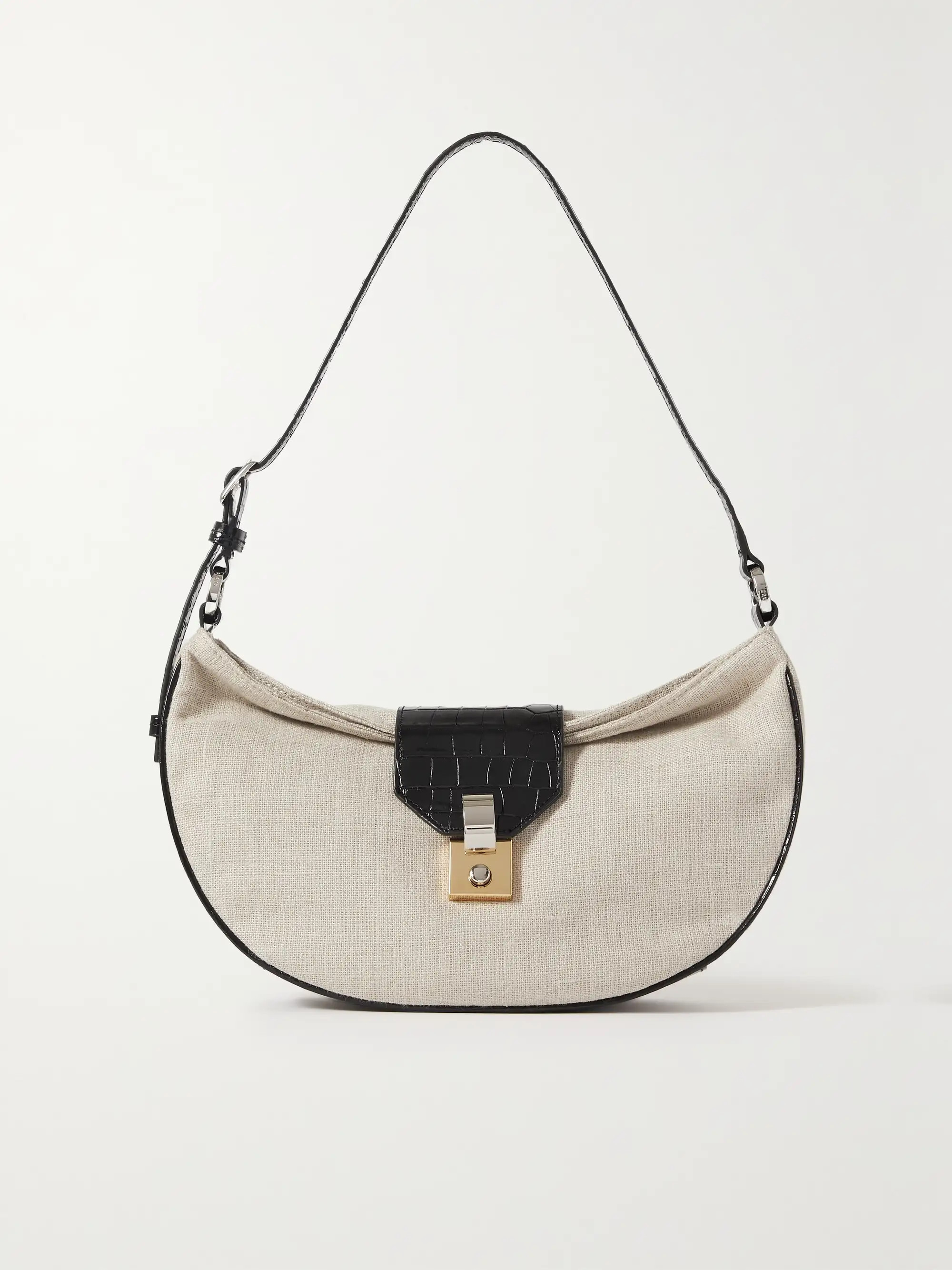 Marike croc-effect leather-trimmed canvas shoulder bag | NET-A-PORTER (US)