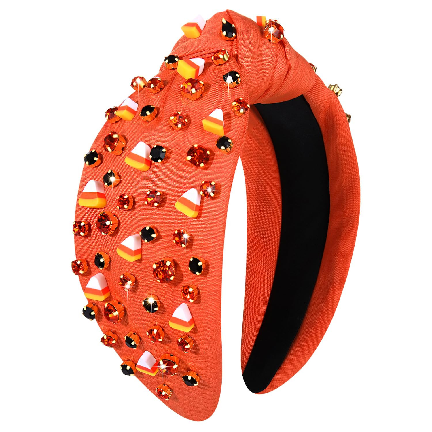 Halloween Headbands for Women Halloween Accessories Beaded Boo Trick or Treat Knotted Headband Embellished Rhinestone Pearl Top Knot Headbands Costume Party Hair Accessory | Amazon (US)