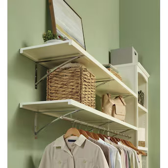 allen + roth Hartford 72-in x 16-in D White Solid Shelving Wood Closet Shelf (1 Shelf) | Lowe's