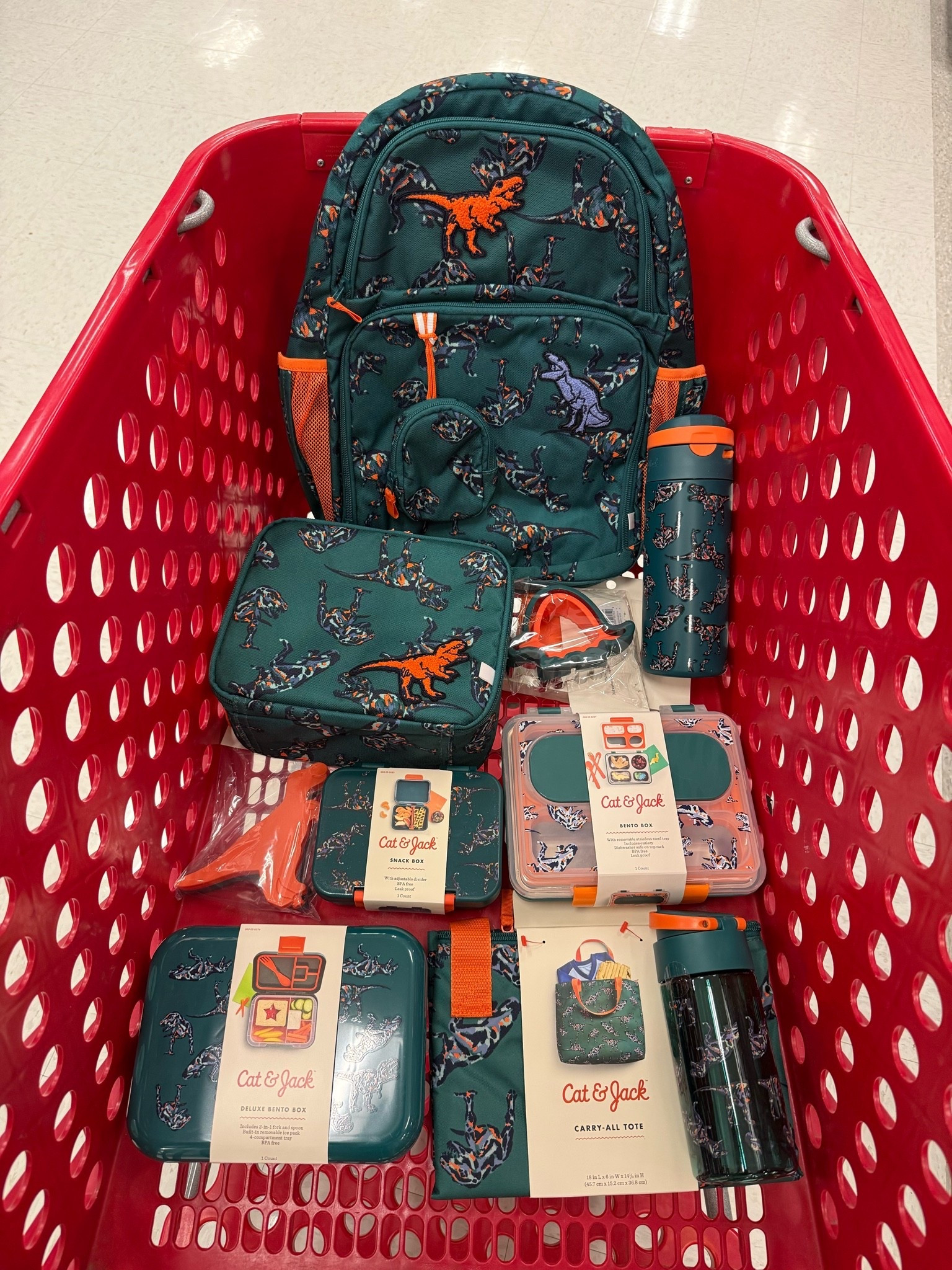 Calling all dinosaur-loving kids… this new Cat & Jack collection at Target is SO good. 🦖💚 From the backpack and lunchbox to the matching water bottles, bento boxes, snack containers, sandwich cutters, and tote, every piece coordinates perfectly. The deep green with bright orange accents feels unique, and the embroidered dinosaurs are such a fun detail.

If you’re shopping for back-to-school on a budget, these affordable Cat & Jack finds are definitely worth grabbing before the cutest prints are gone! 💚

#LTKmomlife #LTKHome #LTKKids
