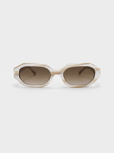 Gabine Recycled Acetate Oval Sunglasses
 - Cream | Charles & Keith UK
