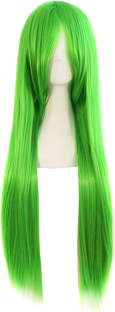MapofBeauty 32" 80cm Long Straight Anime Costume Cosplay Wig Party Wig (Fluorescent Green) | Amazon (US)