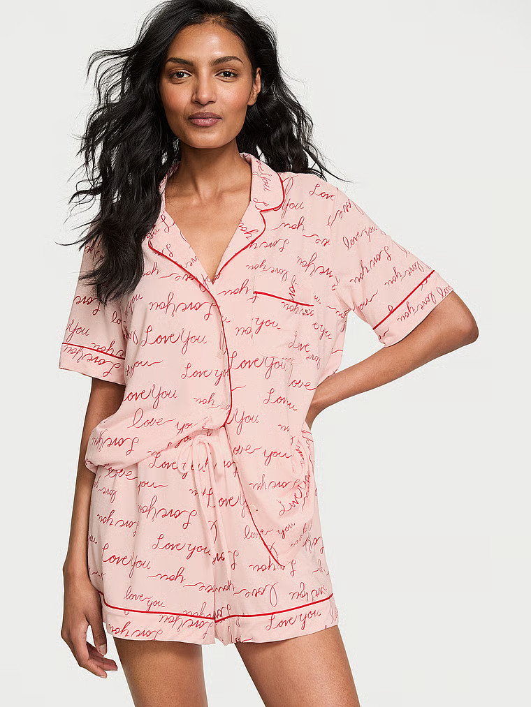 Buy Modal Soft Short Pajama Set, LIPSTICK HEART DOTS - Order Pajamas Sets online - Victoria's Sec... | Victoria's Secret (US / CA )
