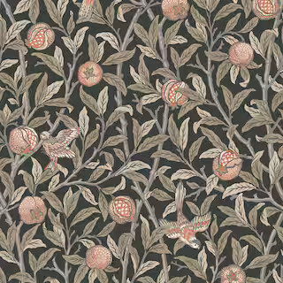 Graham & Brown William Morris At Home Bird and Pomegranate Charcoal Wallpaper 124258 - The Home D... | The Home Depot