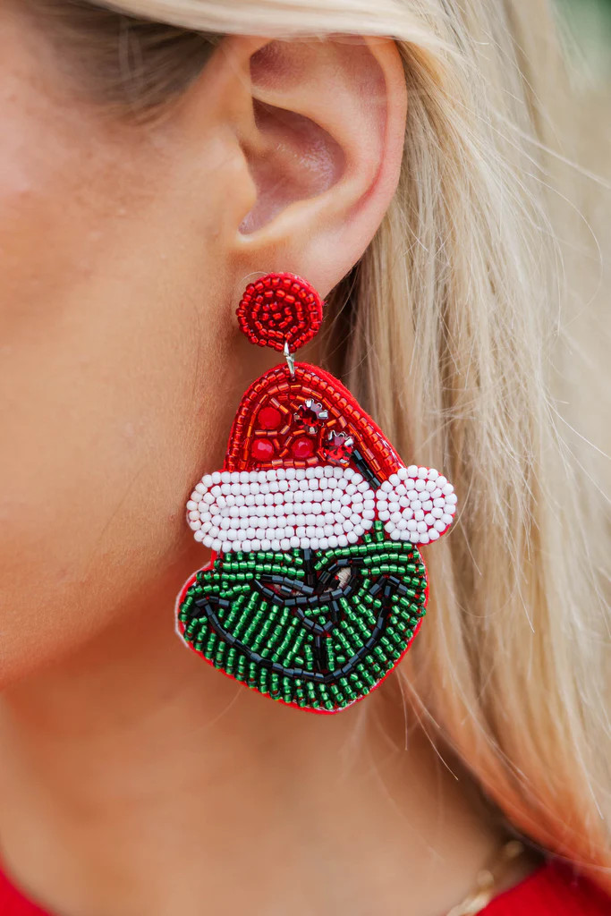 The Grinch Green Beaded Earrings | The Mint Julep Boutique