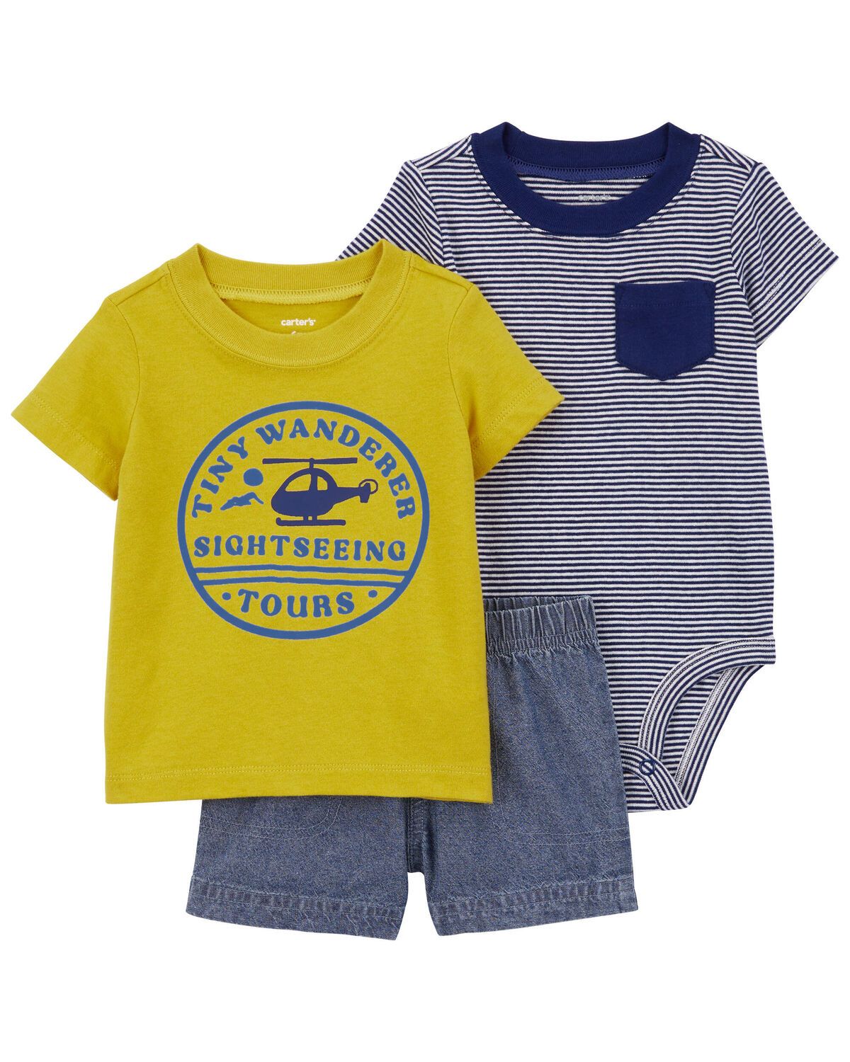 Yellow/Navy Baby 3-Piece Little Short Set | carters.com | Carter's
