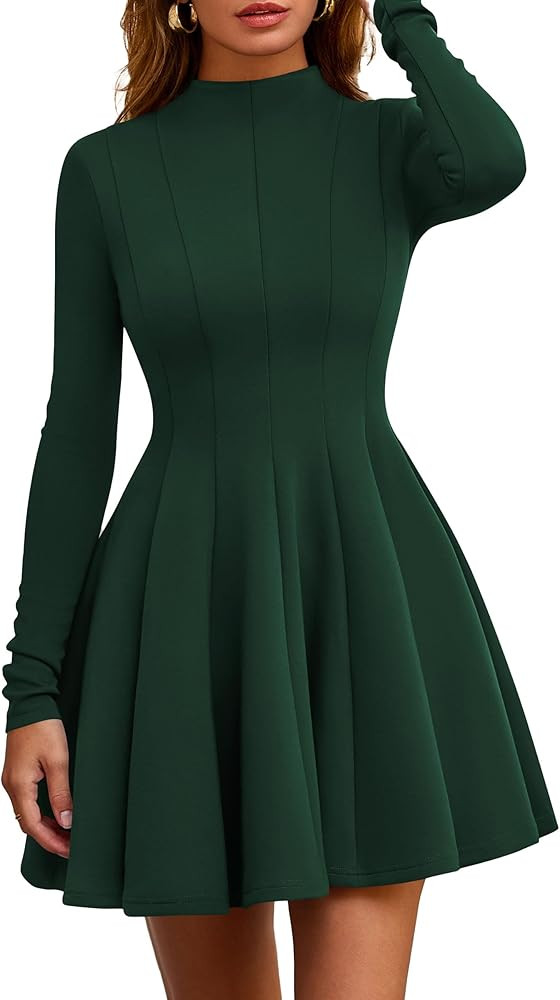 PRETTYGARDEN Fall Dresses for Women Elegant Classy 2026 Casual Long Sleeve Swing A Line Ruffle Sh... | Amazon (US)