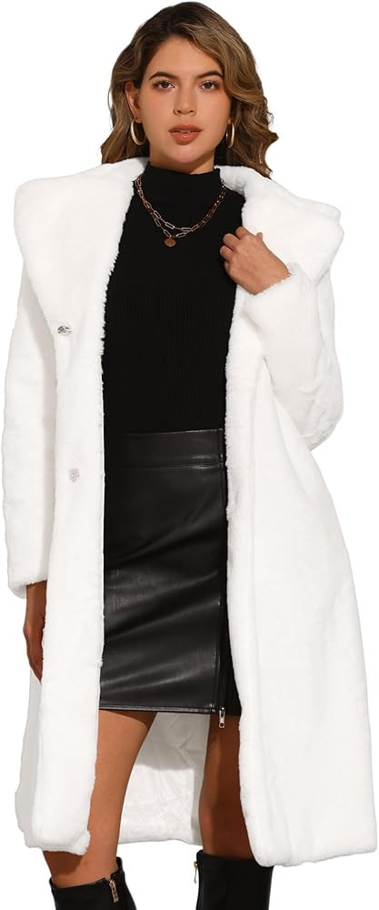 Allegra K Faux Fur Coat for Women's Winter Warm Overcoat Outerwear Belted Fluffy Jackets | Amazon (US)