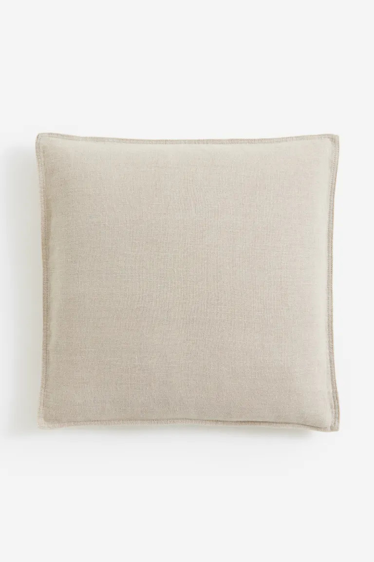 Washed linen cushion cover - Linen beige - Home All | H&M GB | H&M (UK, MY, IN, SG, PH, TW, HK)