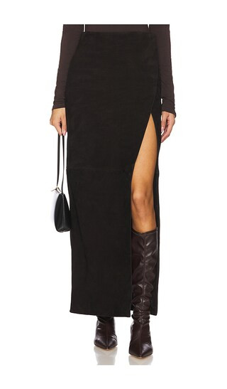Cruz Suede Maxi Skirt in Black | Revolve Clothing (Global)
