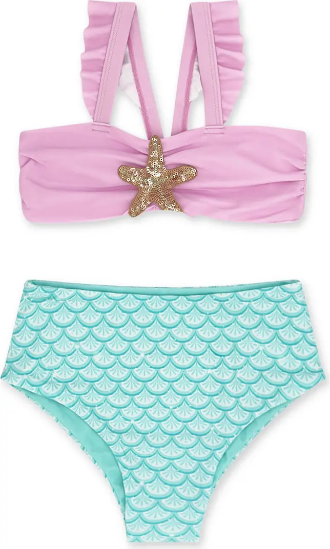 Kids' Sea Star Appliqué UPF 50+ Two-Piece Swimsuit | Nordstrom