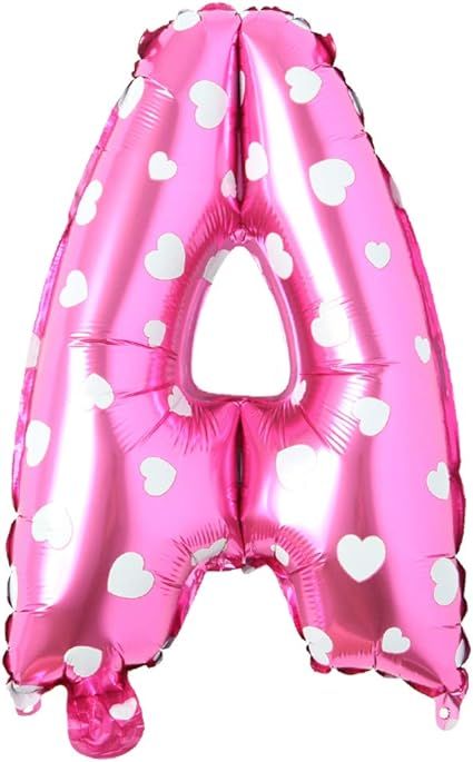16" inch Single Pink with Heart Alphabet Letter Number Balloons Aluminum Hanging Foil Film Balloo... | Amazon (US)