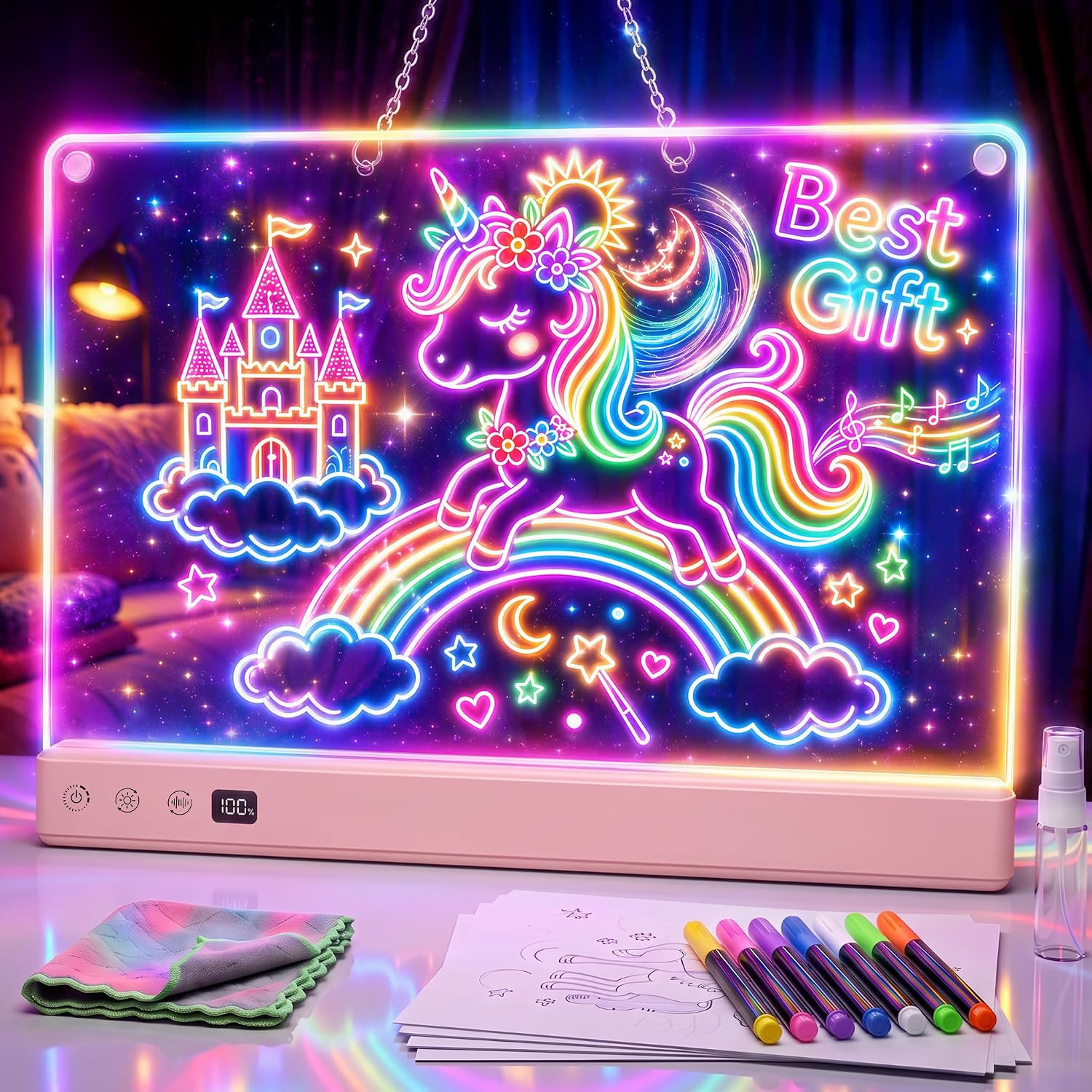 16" Rechargeable LED Drawing Board for Kids with 16-Color Light Effects | Amazon (US)