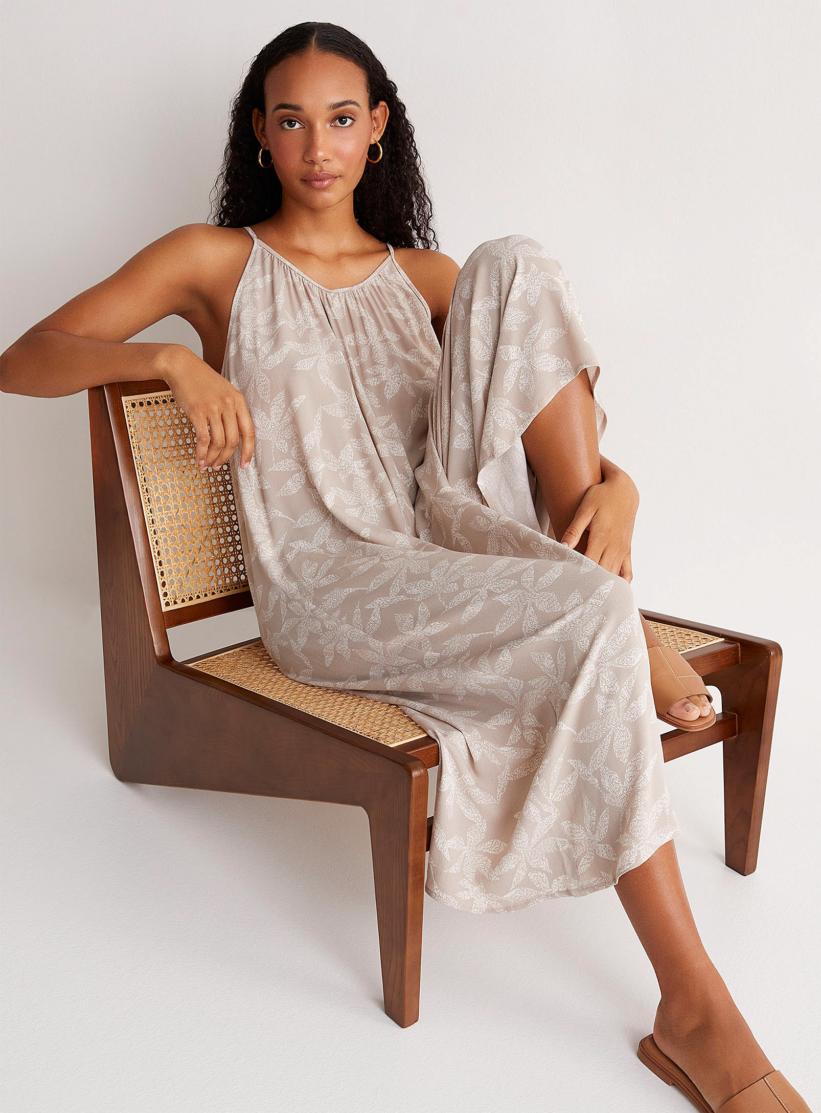 Simons - Spaghetti-strap loose romper (Women, Beige, LARGE) | Simons