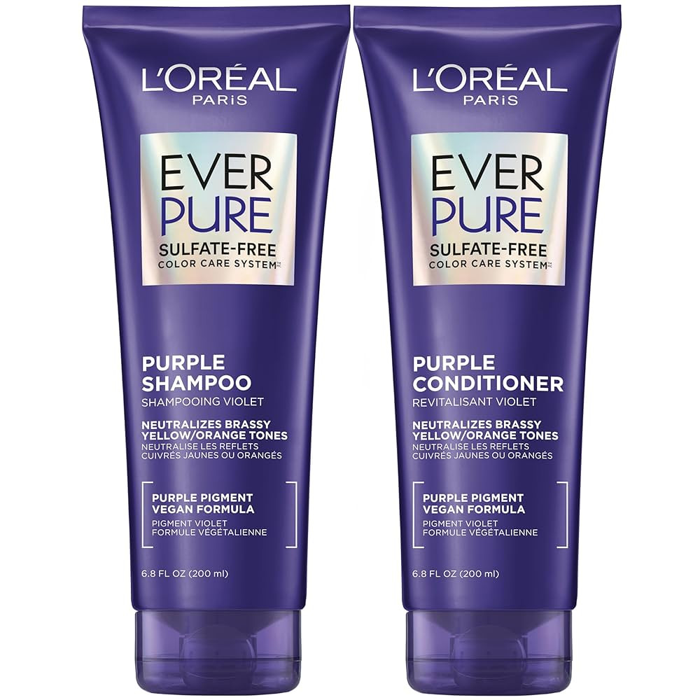 L’Oreal Paris EverPure Sulfate Free Brass Toning Purple Shampoo and Conditioner Set for Blonde,... | Amazon (US)
