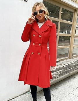 GRACE KARIN 2024 Women's Fashion Trench Coat Notch Lapel Double Breasted Thick A Line Pea Coats J... | Amazon (US)