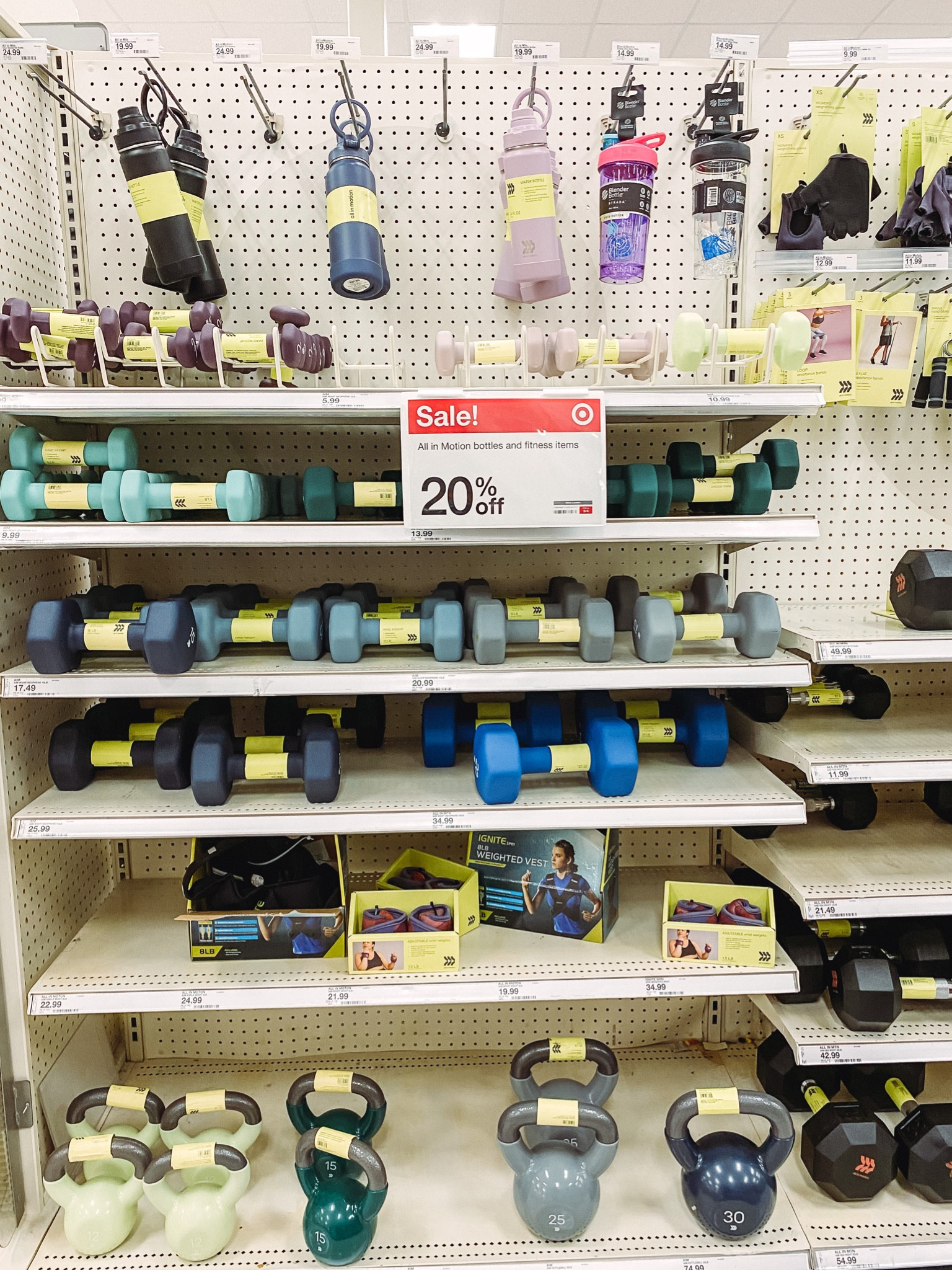 All in Motion fitness items and water bottles 20% off at Target! Great time to stock up on weights, kettle bells and more.

Target, fitness, dumbbells, handweights, fitness gear, health, wellness, workout, sale

#LTKSale #LTKunder50 #LTKfit