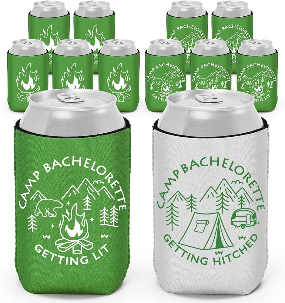 Amazon.com: Ciyvolyeen 12Pcs Camp Bachelorette Party Can Coolers Camping Bachelorette Decorations... | Amazon (US)