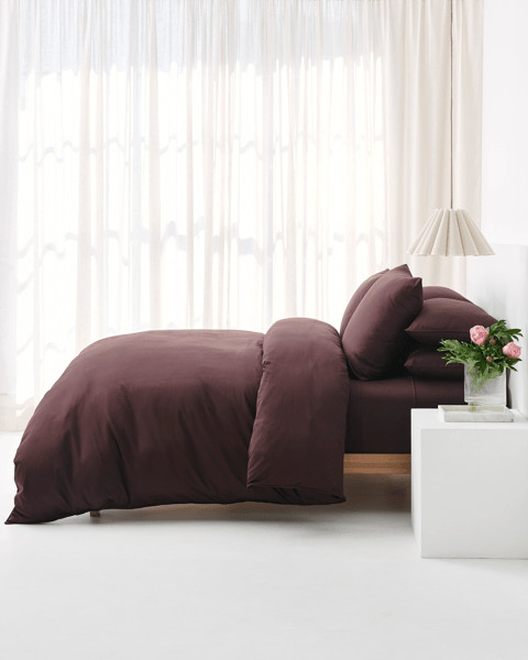 Eden Luxury Egyptian Cotton Quilt Cover Set - Chocolate | Target AU