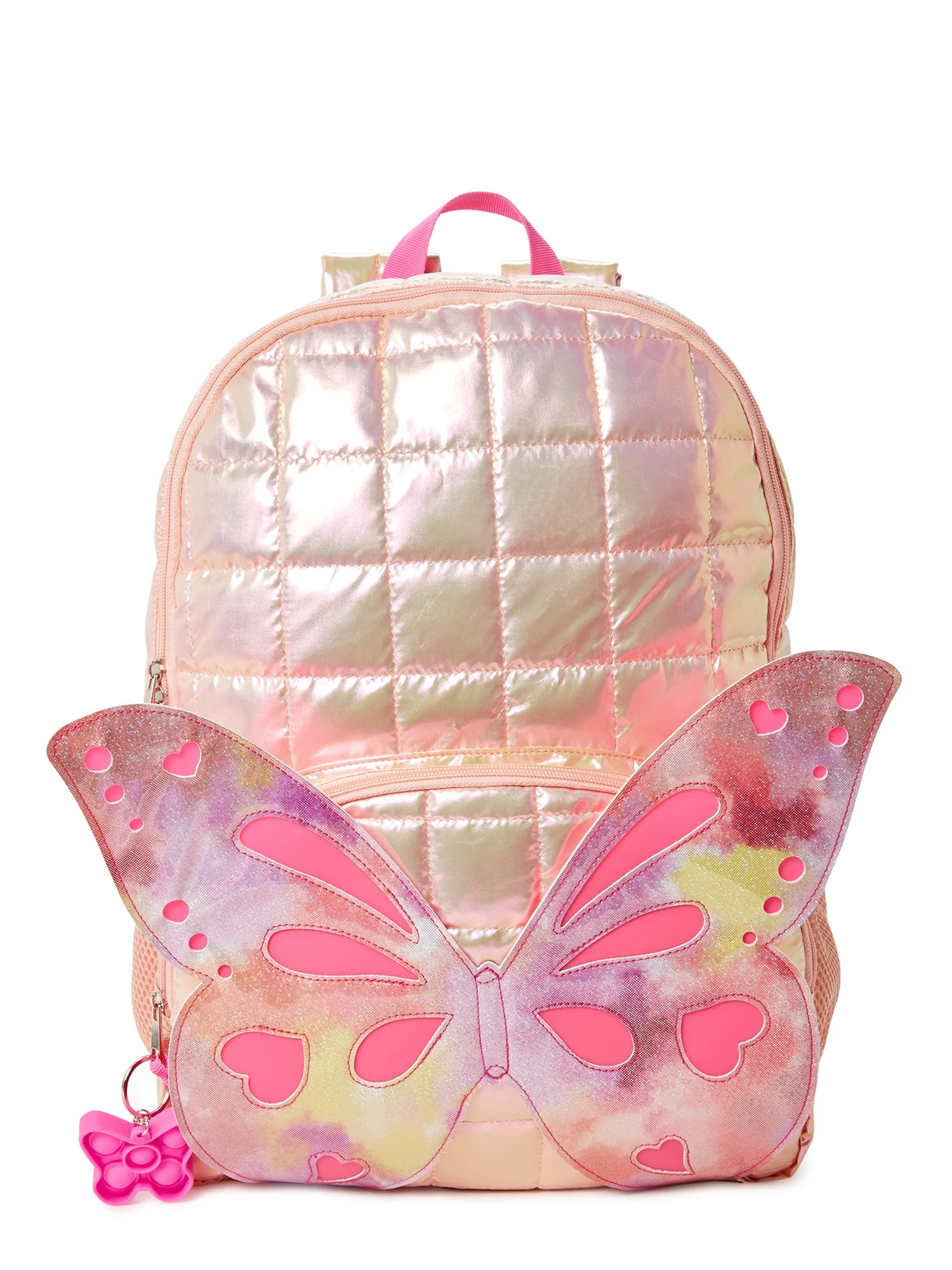 Wonder Nation Girls 17" Laptop Backpack Quilted Butterfly Peach | Walmart (US)