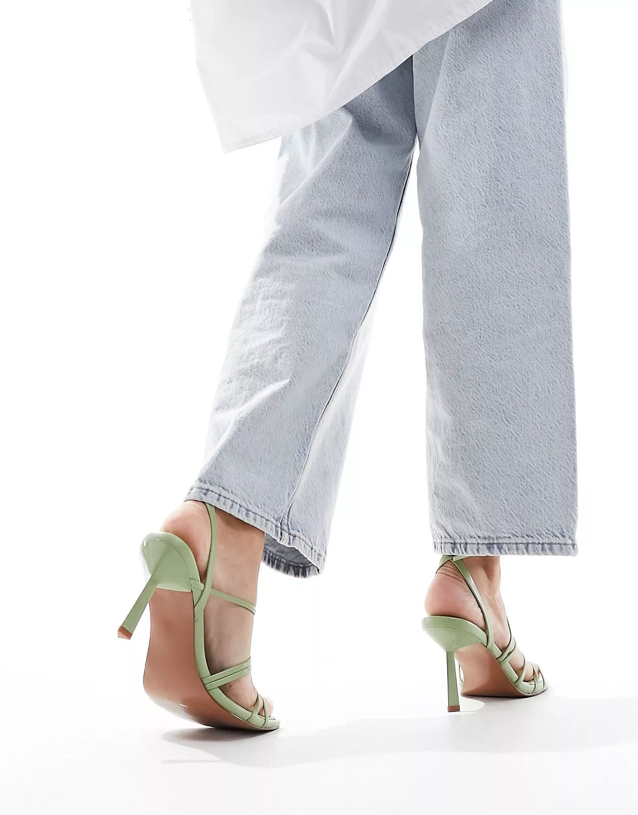 ASOS DESIGN Hamper strappy mid heeled sandals in green | ASOS | ASOS (Global)