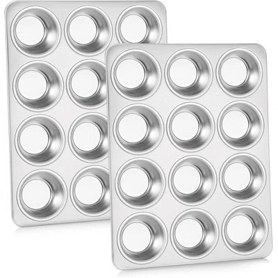 Muffin Pan Cupcake Baking Pan Set, Stainless Steel Muffin Tin Tray for Mini Cake Tart Quiche | Wayfair North America