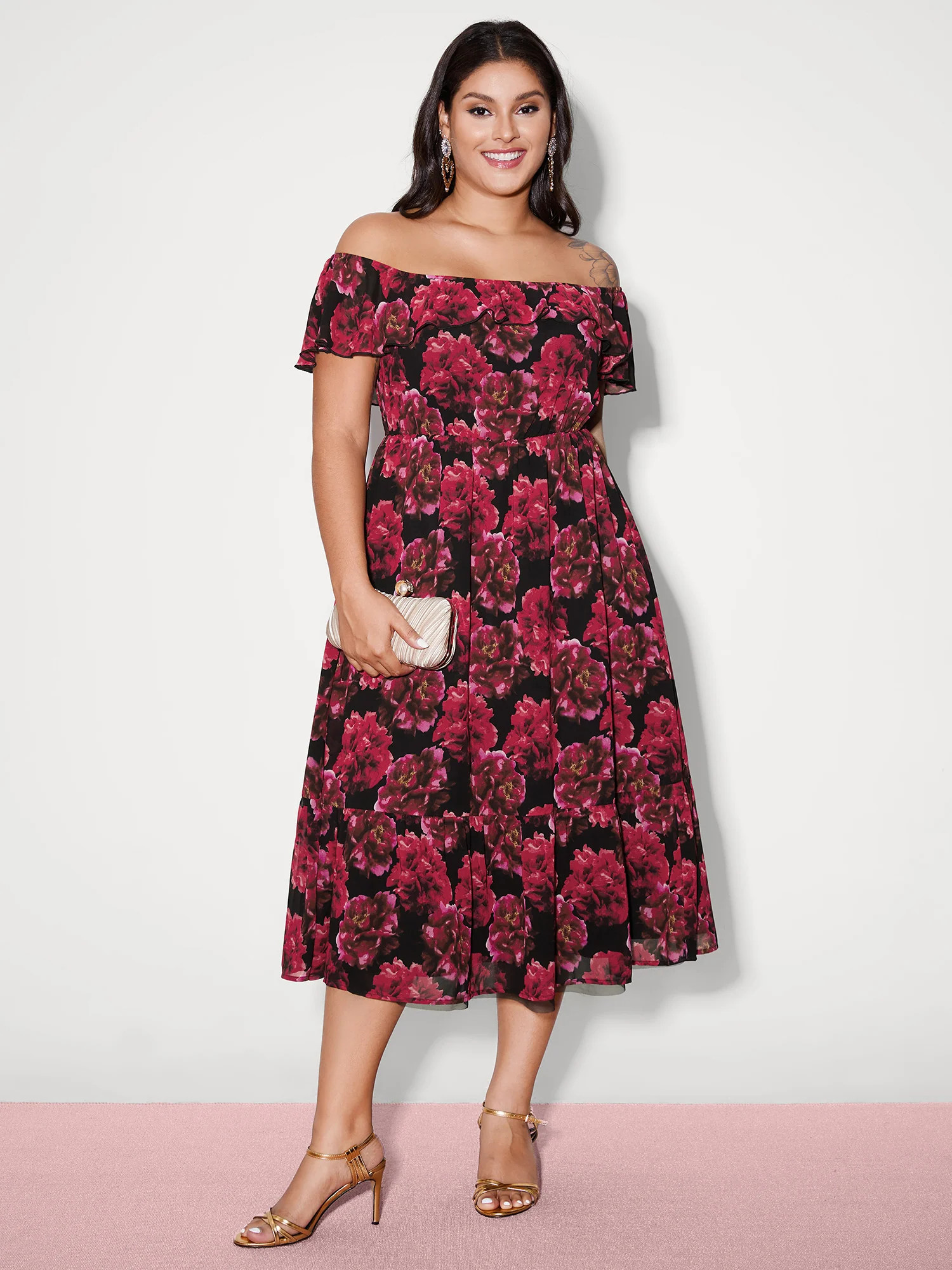 Love in the Air Off-Shoulder Midi Dress | Bloomchic