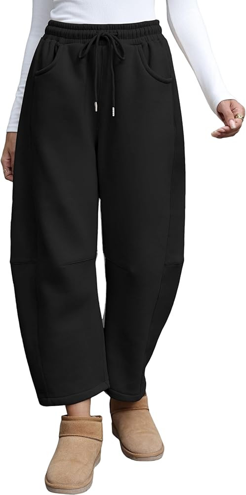 Yeokou Womens Fleece Lined Sweatpants Barrel Leg High Waist Winter Joggers Cozy Home Travel Loung... | Amazon (US)