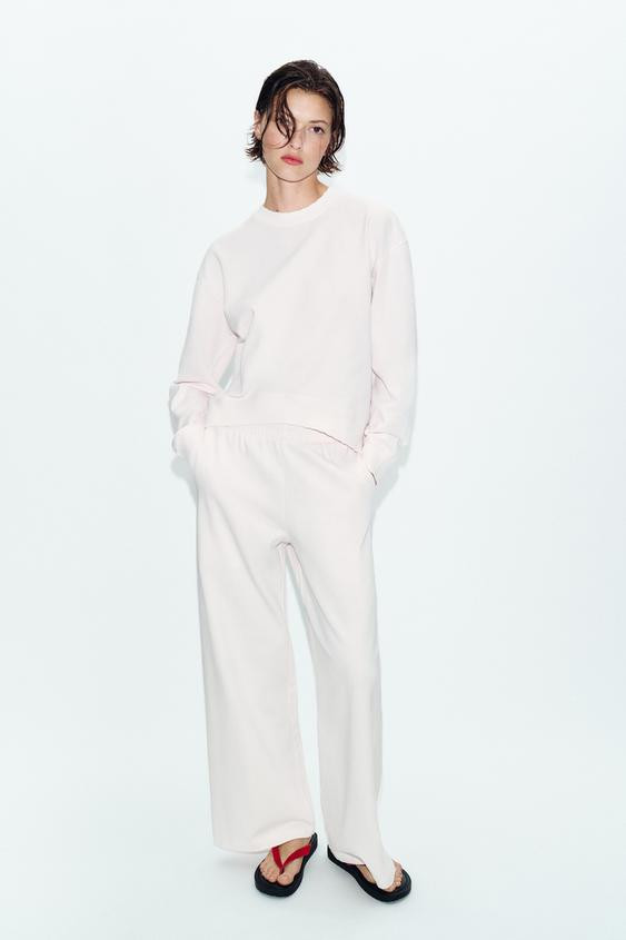 WASHED-EFFECT WIDE-LEG TROUSERS | Zara UK