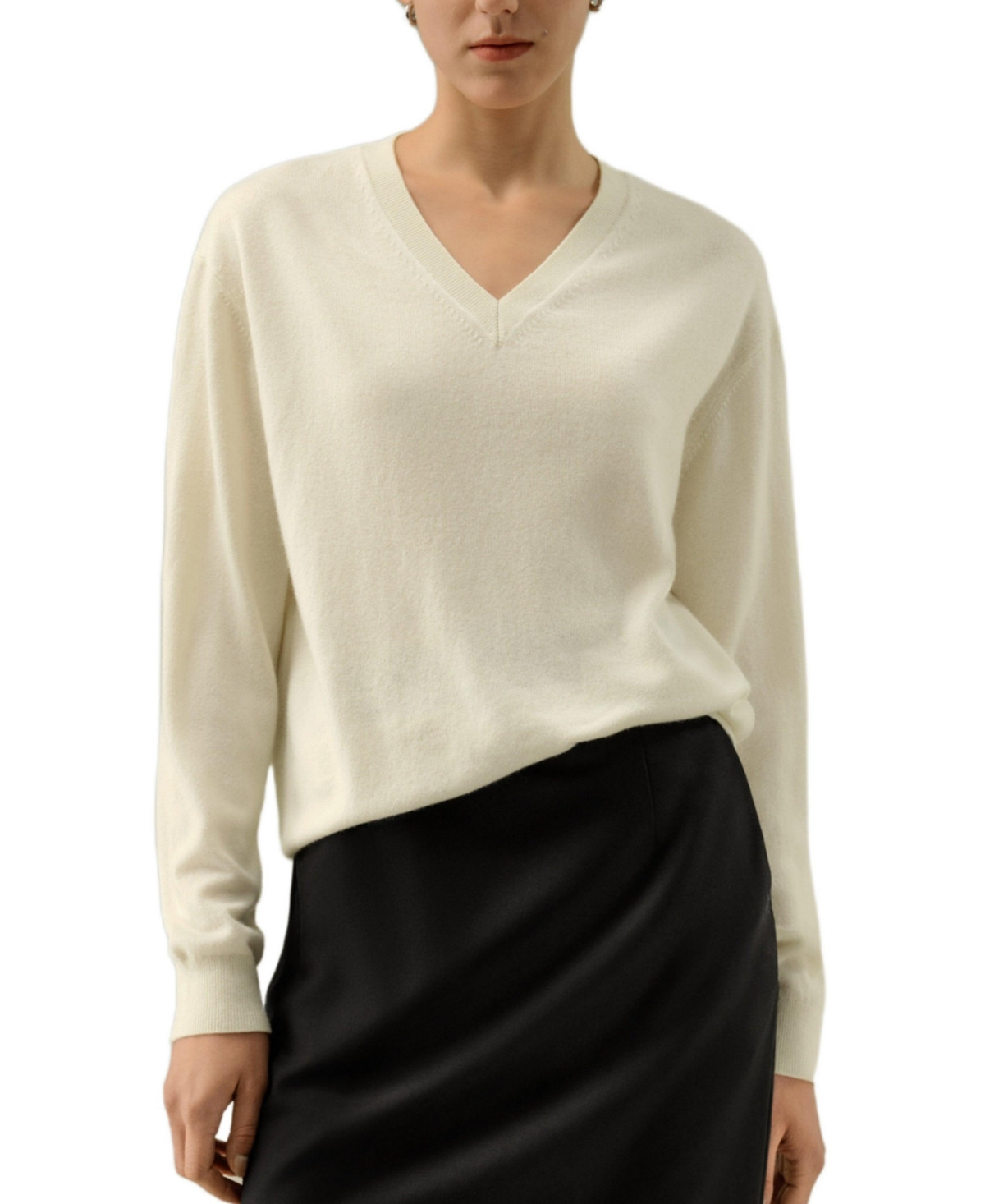 Lilysilk V-Neck Baby Cashmere Sweater - Natural white | Macy's