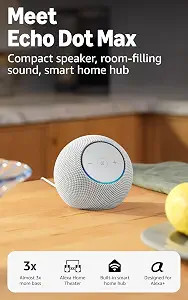 Amazon Echo Dot Max (newest model), Alexa speaker with room-filling sound and nearly 3x bass, Gre... | Amazon (US)
