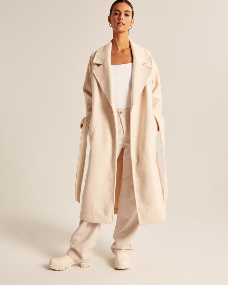 Wool-Blend Belted Blanket Coat | Abercrombie & Fitch (US)