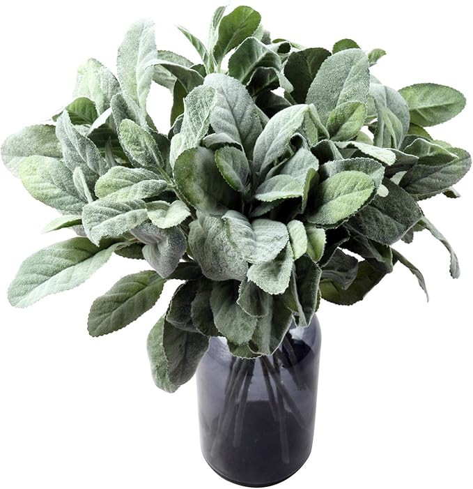 SHACOS 12 PCS Artificial Flocked Lambs Ear Spray Lamb Ear Stems Foliage Picks Artificial Greenery... | Amazon (US)