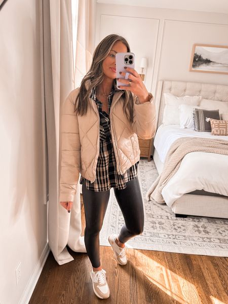 Walmart Fall New arrivals the perfect Fall outfit - flannel, faux leather leggings under $15 that I am SO impressed with. Love the champagne puffer coat and the sneakers are super comfy! #walmartpartner #walmartfashion 

Flannel: medium
Jacket: tts small
Leggings: tts small
Sneakers: tts 



#LTKfindsunder50 #LTKSeasonal #LTKstyletip