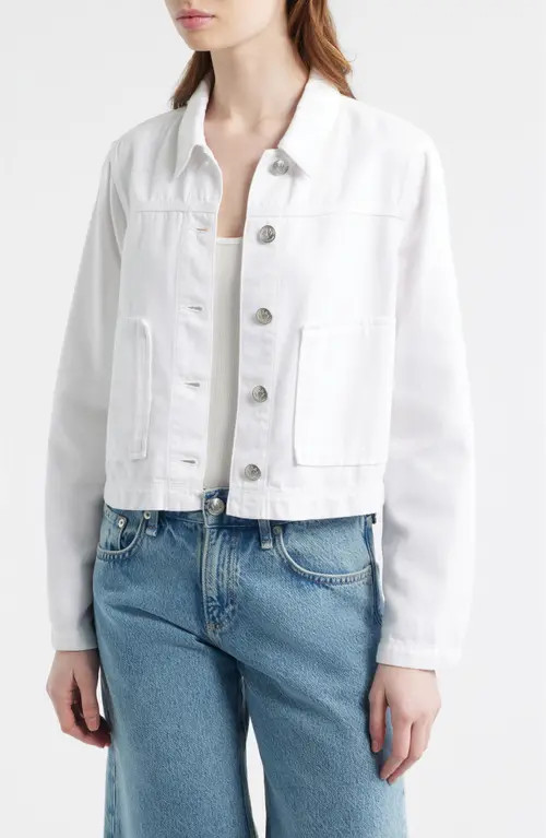 rag & bone Adrianna Denim Trucker Jacket in White at Nordstrom, Size Small | Nordstrom