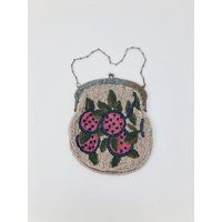 Antique Micro Beaded Art Deco Purse/Nouveau Handbag Strawberry Vintage Flapper Bag with Wild Pink Fruit Berries | Etsy (US)