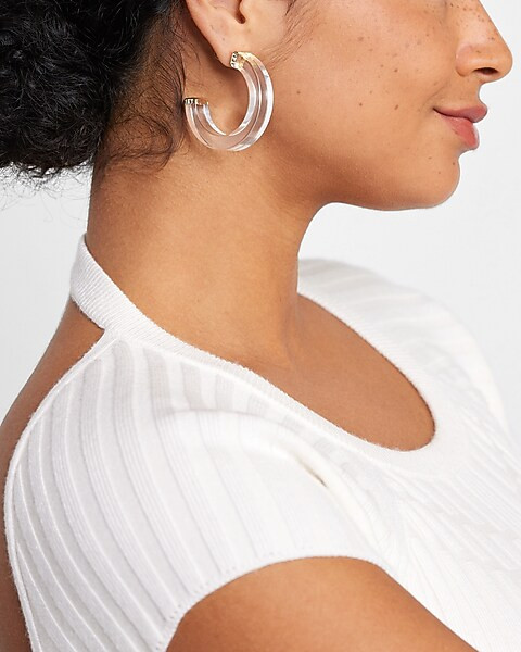 Clear Resin Hoop Earrings | Express