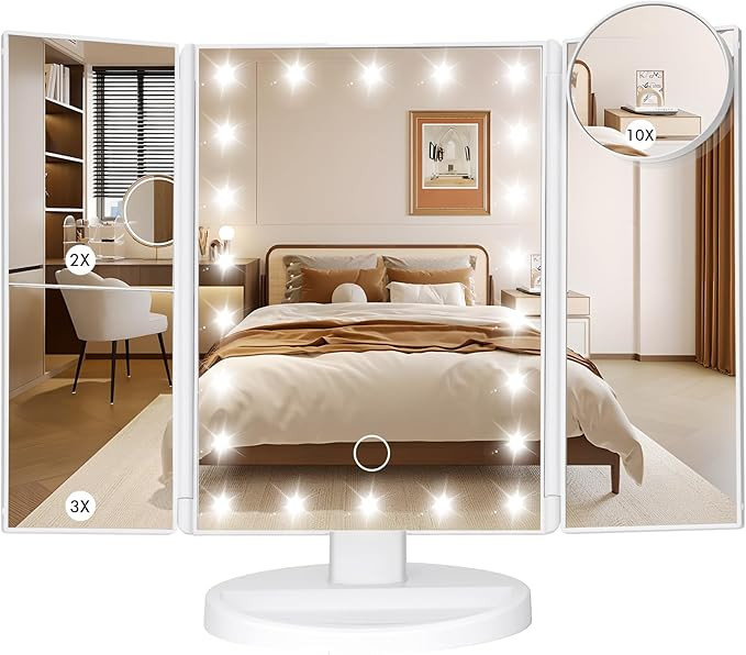 Makeup Mirror Vanity Mirror with Lights, Bathroom Adjustable Brightness Mirrors 1X/2X/3X/10X Magn... | Amazon (US)