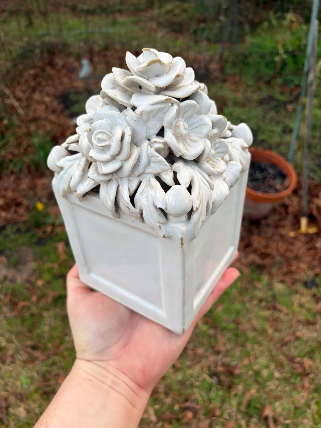 Vintage Italian pottery majolica topiary Fiori Bianco | Etsy (US)