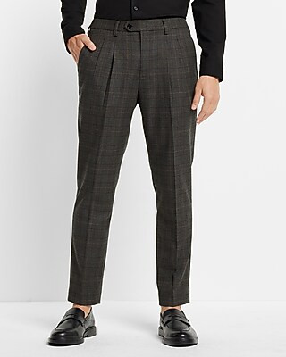 Extra Slim Plaid Flannel Hybrid Elastic Waist Cropped Suit Pant | Express