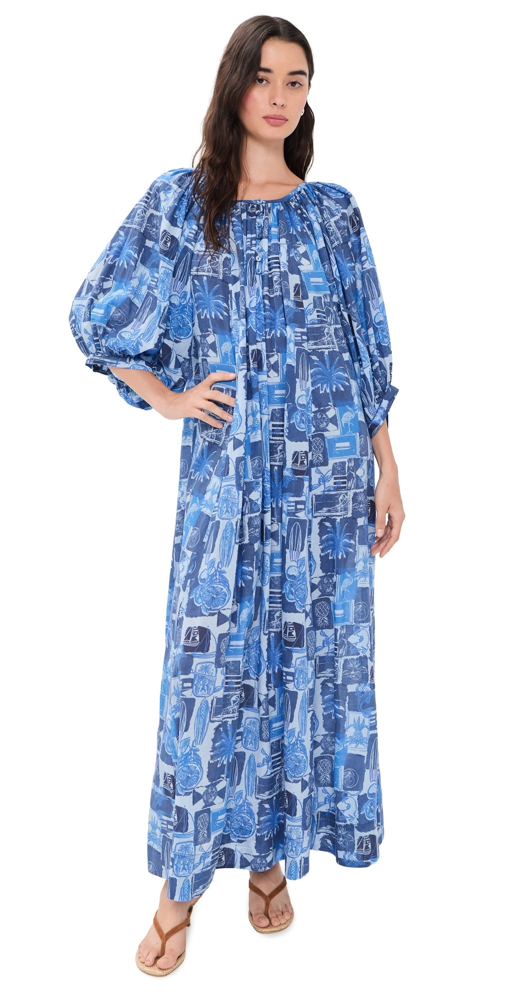 Coniglio Palm Beach Shirred Maxi Dress Seaside Florida Coast One Size | Shopbop