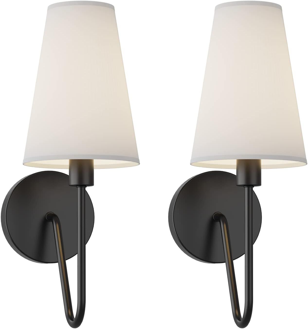 Electro bp;Single Head Classic 1 Light Wall Sconce Lighting Fixture Black with Beige White Linen ... | Amazon (US)