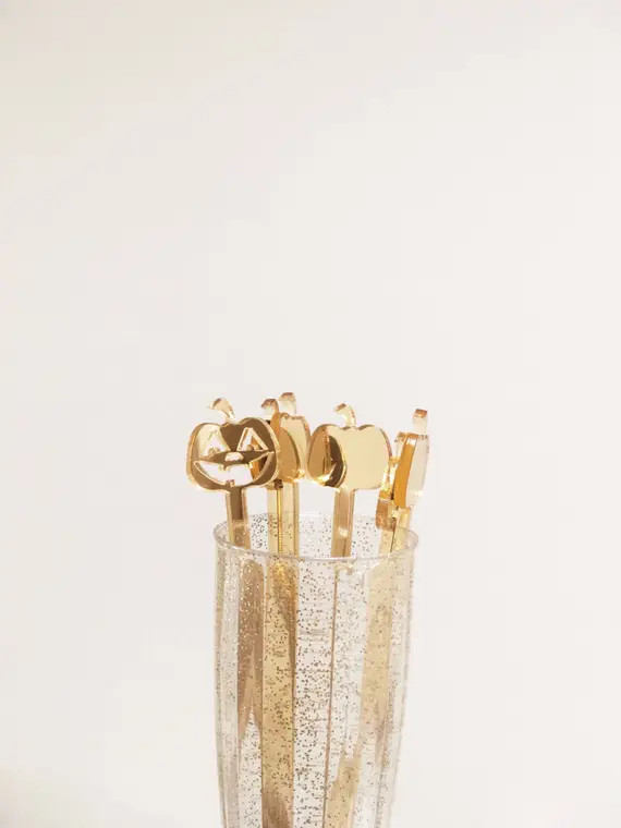 Gold Fall DecorPumpkin Drink StirrersJack o lantern | Etsy | Etsy (US)