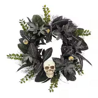 22" Black & Green Halloween Wreath with Skull by Ashland® | Michaels Stores