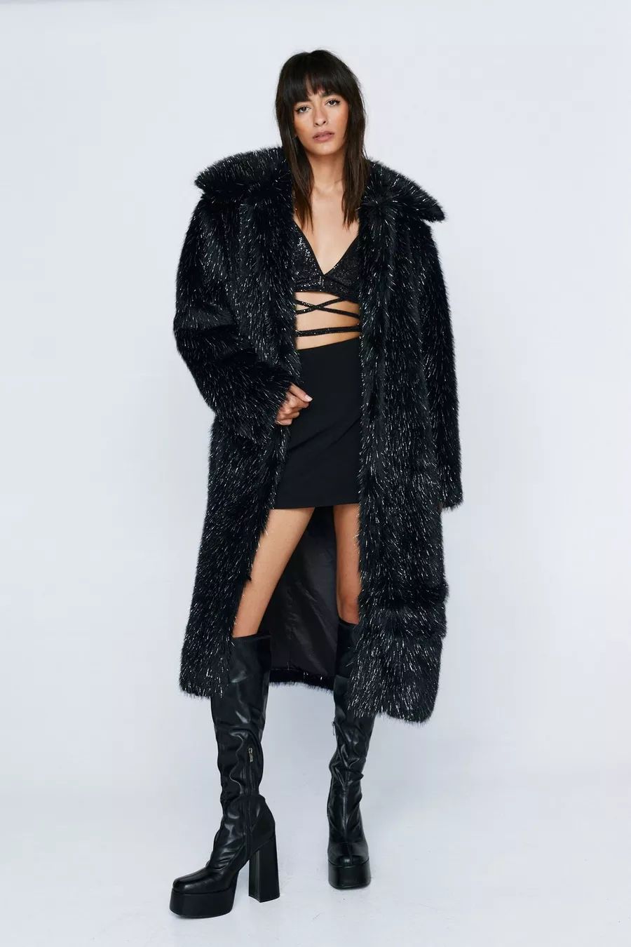 Premium Glitter Faux Fur Coat | Nasty Gal UK (+IE)