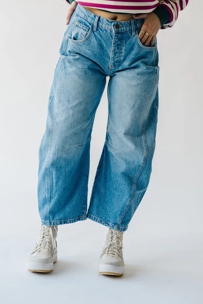 Free People: Good Luck Mid Rise Barrel Jean in Ultra Light Beam | Piper & Scoot