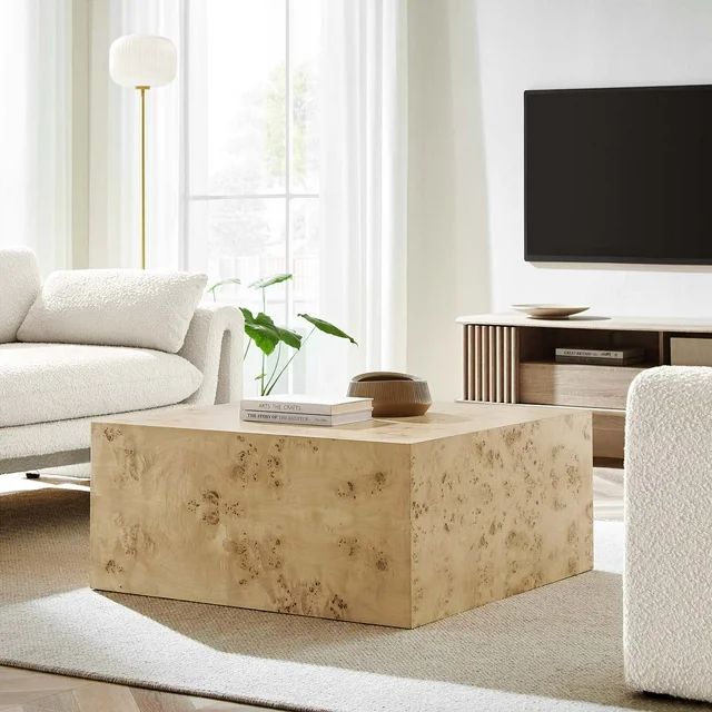 Modway Cosmos 36" Square Burl Wood Coffee Table in Natural Burl | Walmart (US)