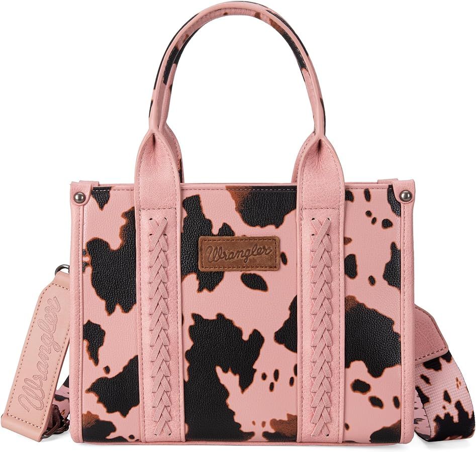 Wrangler Cow Print Tote Bag for Women Western Top Handle Handbag with Guitar Strap | Amazon (US)