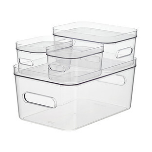 SmartStore™ Compact Plastic Bin 4-Pack Clear | The Container Store