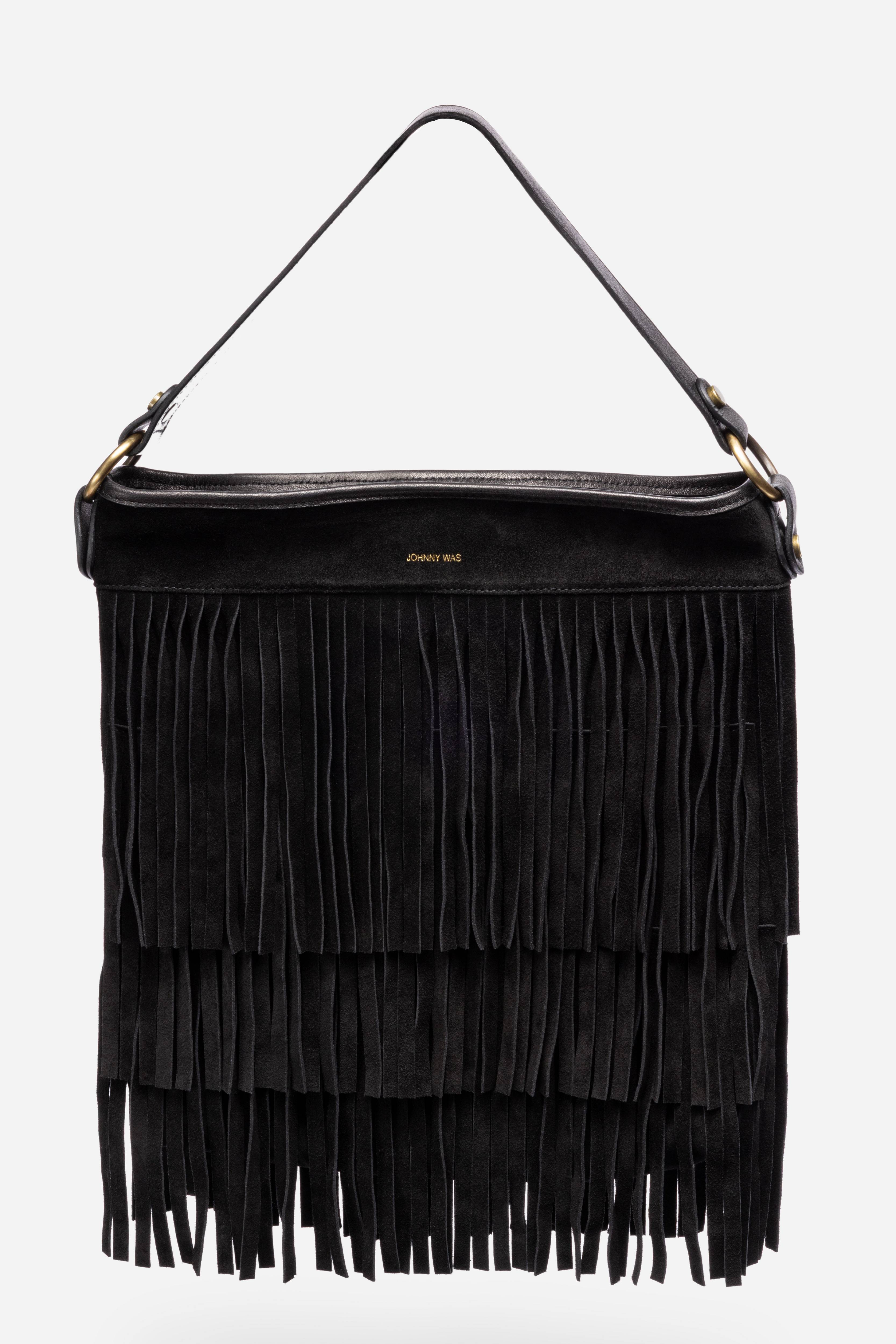 TIERED FRINGE ITALIAN LEATHER SHOULDER BAG
                                
                     ... | Johnny Was